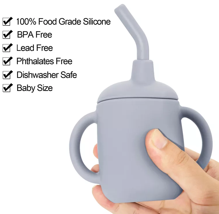 Baby Donkey Παιδικό Ποτήρι σιλικόνης με καλαμάκι (120ml)  6+ μηνών γαλάζιο SILICONECUP5