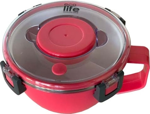 Eco life Round Double Wall Φαγητοδοχείο - Θερμός Με Χώρισμα 850Ml - Ροζ 33-BO-9071
