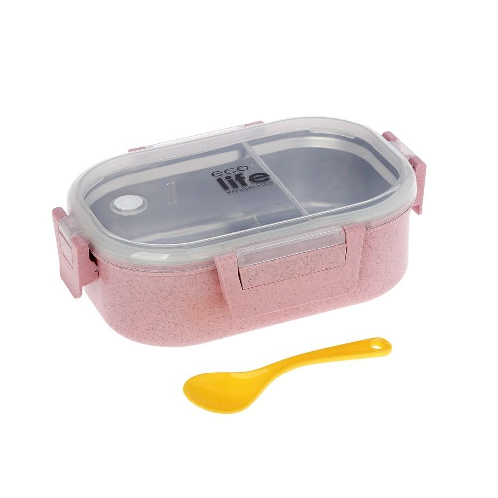 Ecolife Light Pink Φαγητοδοχείο 900ml  με χώρισμα 33-BO-9073
