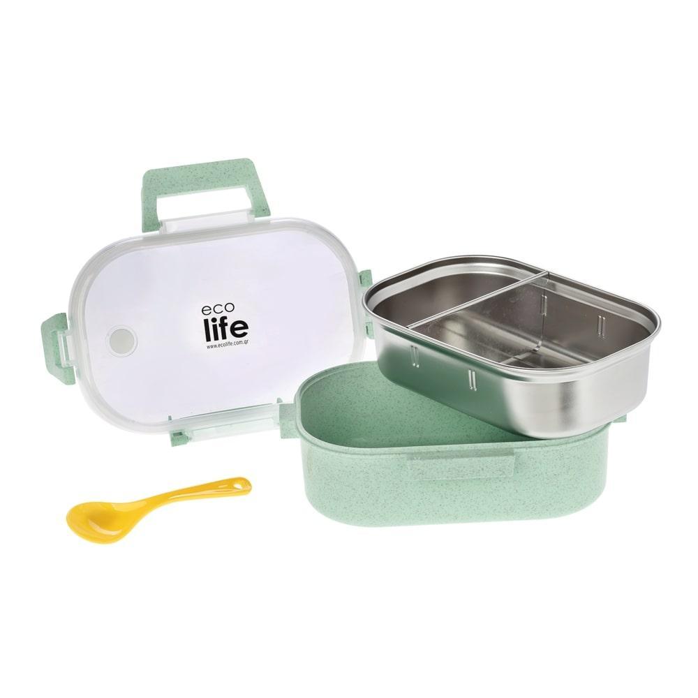 Ecolife Yellow Φαγητοδοχείο 900ml  με χώρισμα κίτρινο 33-BO-9066