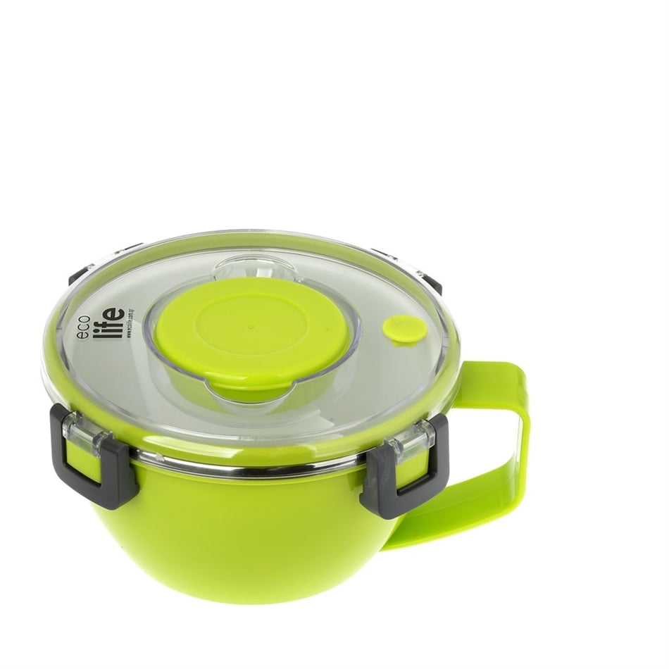 Eco life Round Double Wall Φαγητοδοχείο - Θερμός Με Χώρισμα 850Ml - Πράσινο 33-BO-9072