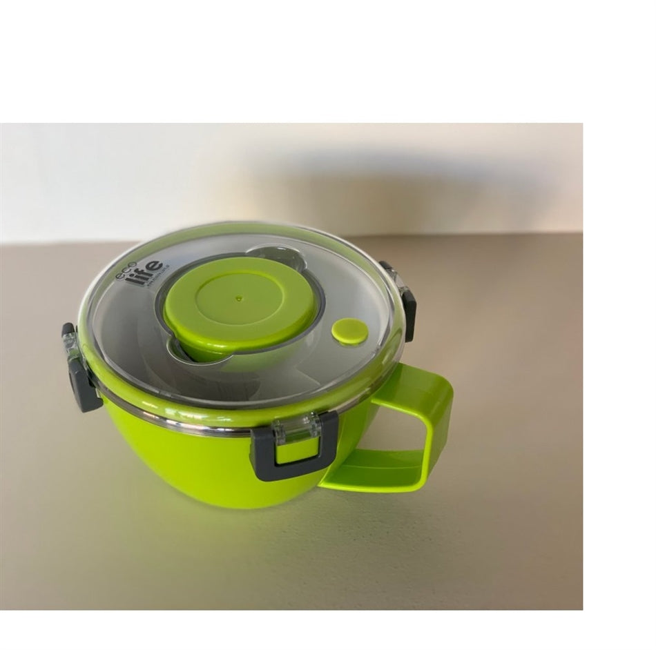 Eco life Round Double Wall Φαγητοδοχείο - Θερμός Με Χώρισμα 850Ml - Πράσινο 33-BO-9072