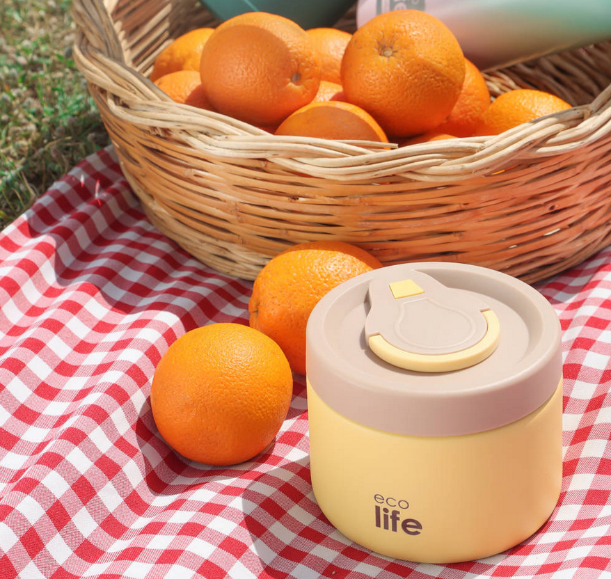 Εcolife Στρογγυλό Θερμός Φαγητού 650ml Κίτρινο  33-BO-9094