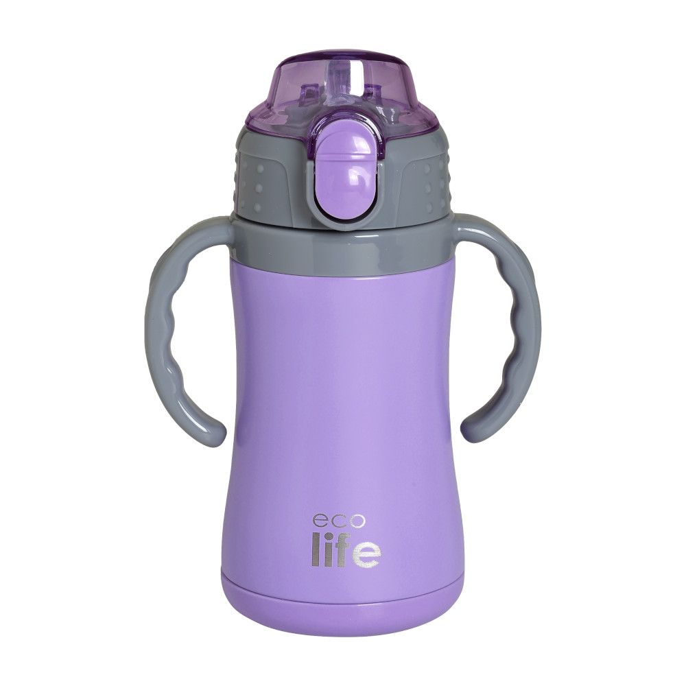 Ecolife Παιδικό Θερμός με Καλαμάκι 300ml Kids Thermos Λιλά 33-BO-2993
