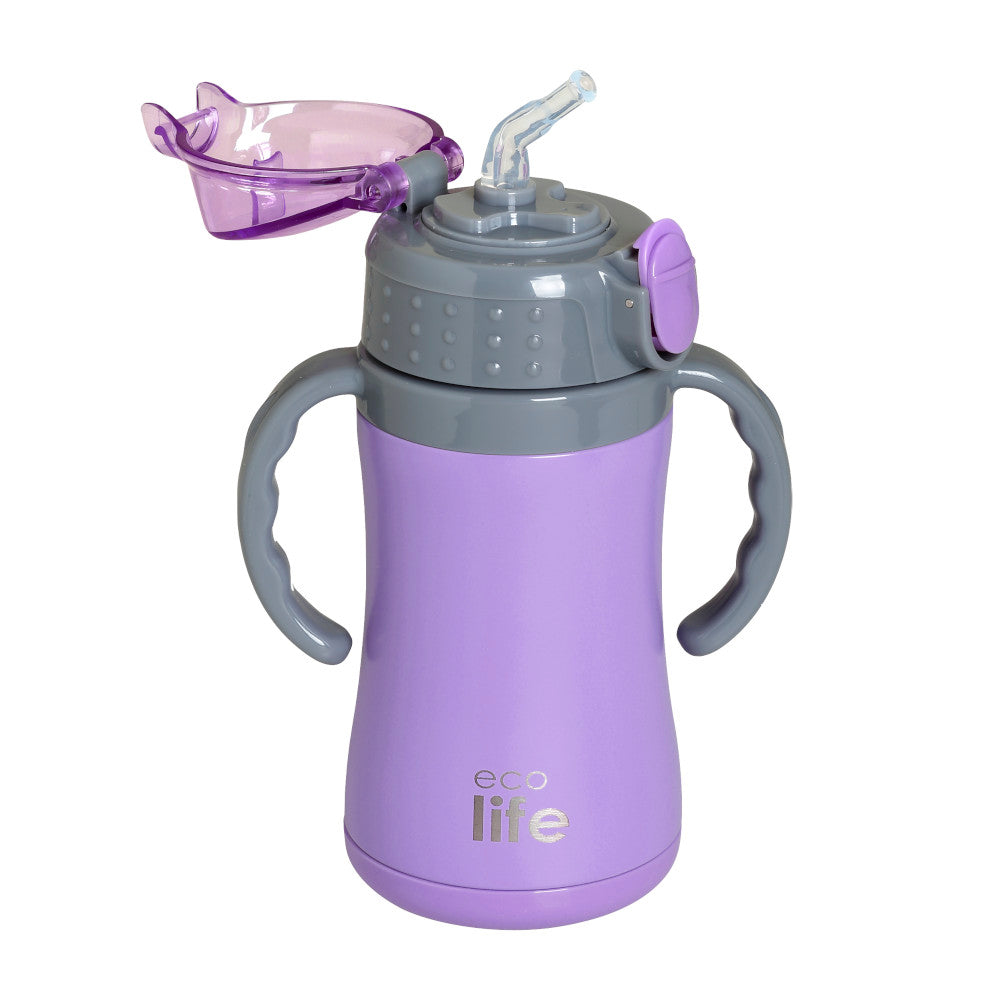 Ecolife Παιδικό Θερμός με Καλαμάκι 300ml Kids Thermos Λιλά 33-BO-2993