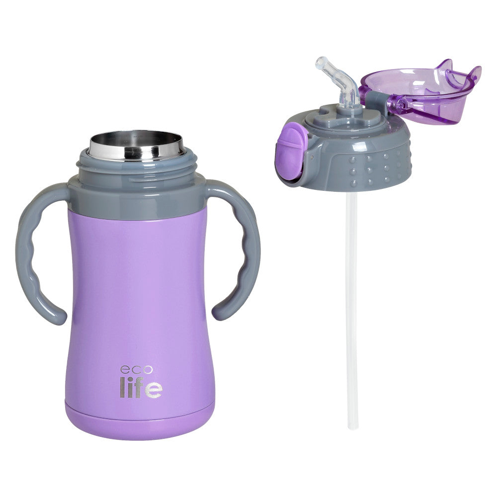 Ecolife Παιδικό Θερμός με Καλαμάκι 300ml Kids Thermos Λιλά 33-BO-2993