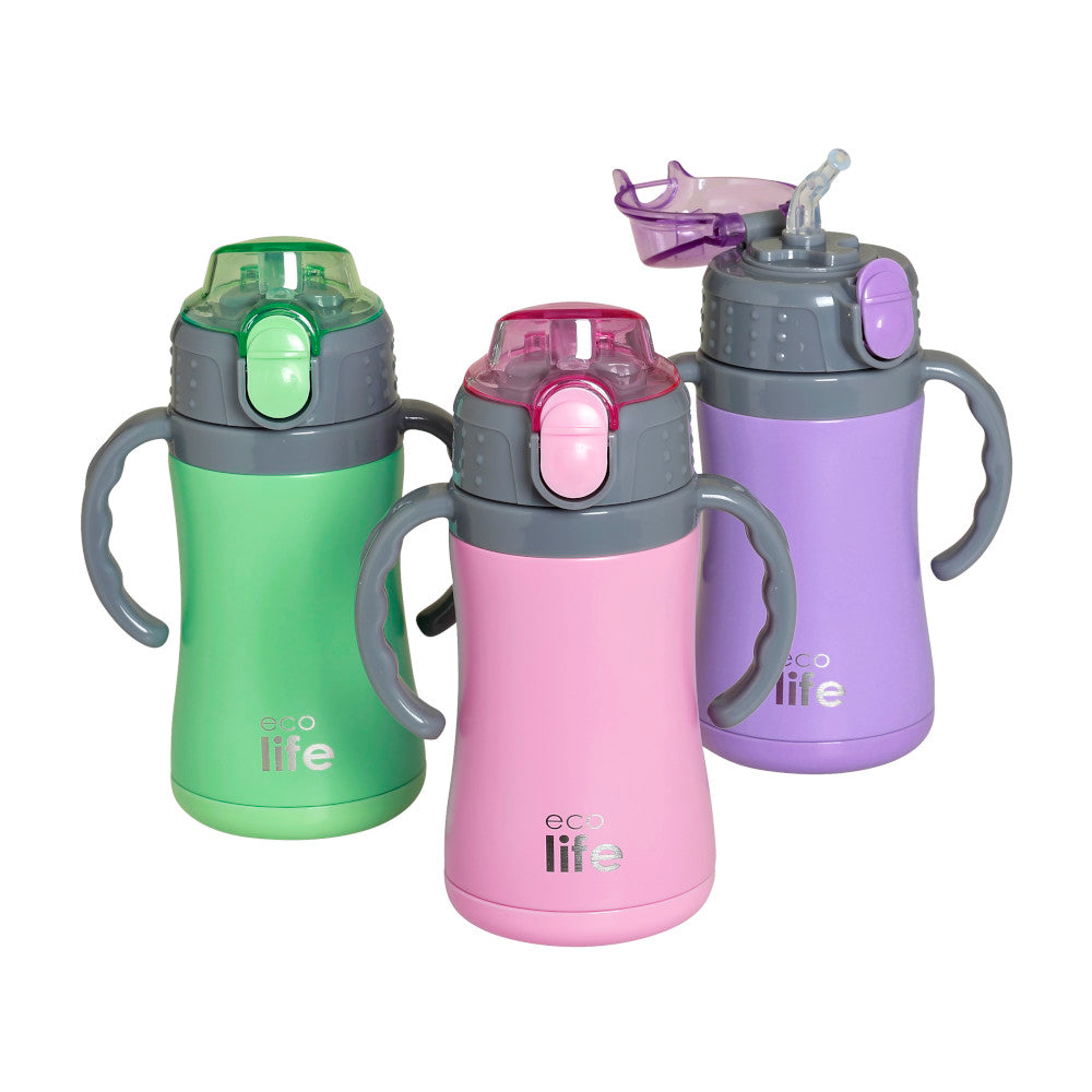 Ecolife Παιδικό Θερμός με Καλαμάκι 300ml Kids Thermos Λιλά 33-BO-2993