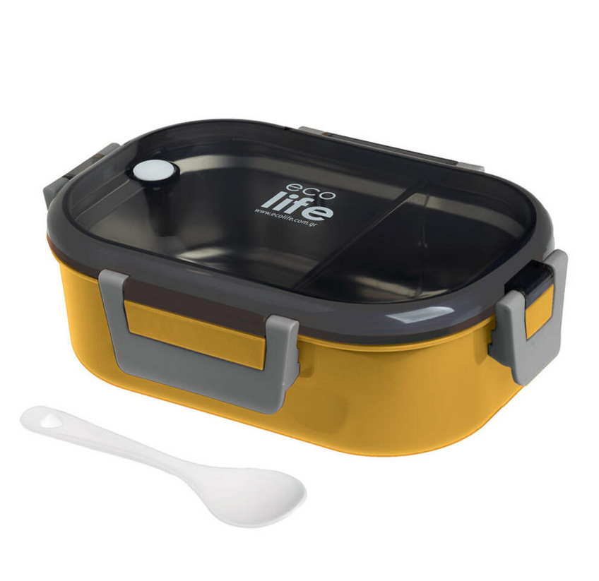 Ecolife Yellow Φαγητοδοχείο 900ml  με χώρισμα κίτρινο 33-BO-9066