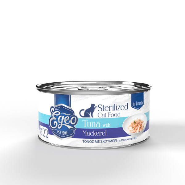 EGEO No22 Sterilized Υγρή Τροφή Για Στειρωμένες Γάτες Τόνος με Σκουμπρί 70gr