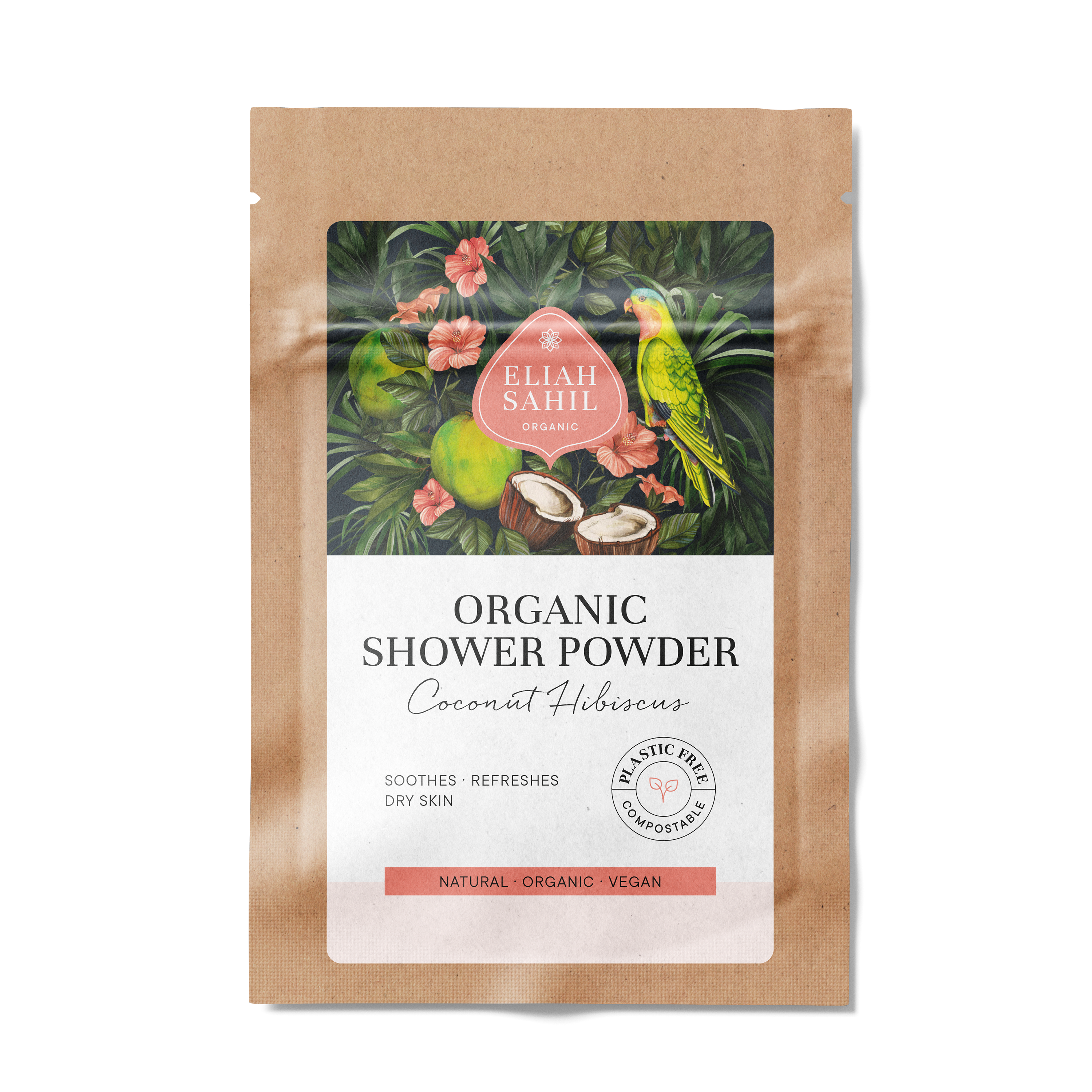 Organic Shower Powder Coconut Hibiscus| Sample 10g