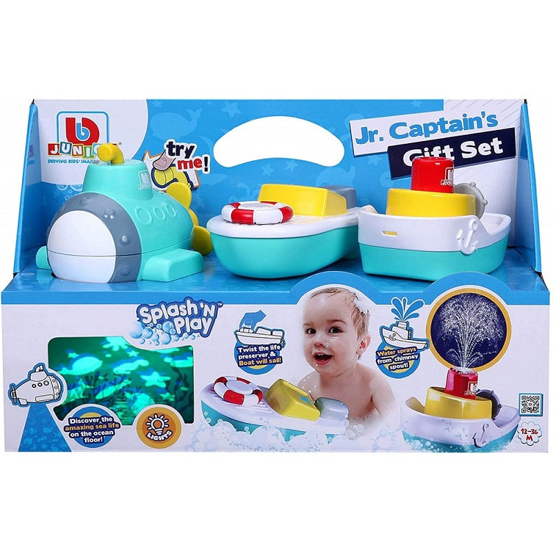 Bburago Junior Splash ‘N Play Jr Captain’s υποβρύχιο- ταχύπλοο σκάφος και ένα ρυμουλκό πλοίο σετ για δώρο 3τμχ 16-89009