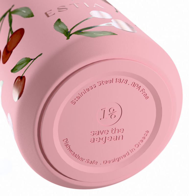 Estia Μπουκάλι Θερμός 500ml Save The Aegean Flow  CHERRY ROSE 01-41991