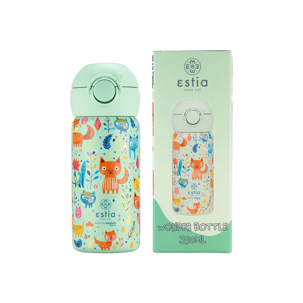 Estia ΘΕΡΜΟΣ ΠΑΙΔΙΚΟ WONDER BOTTLE SAVE THE AEGEAN 350ml FELINE FOLIAGE 01-23461