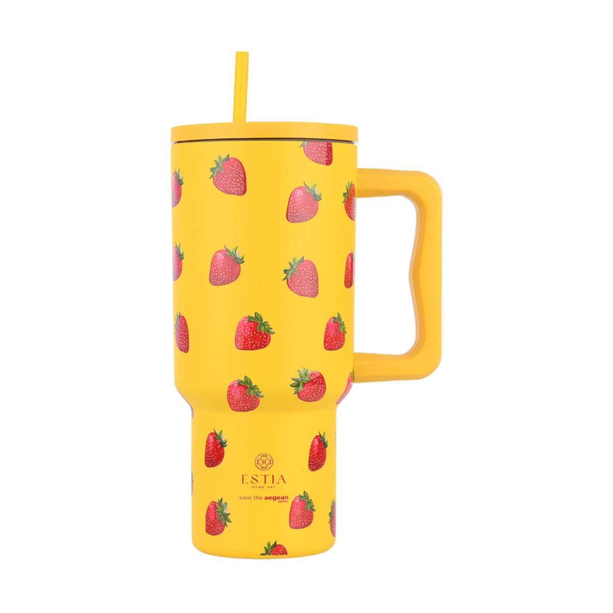 Estia ΘΕΡΜΟΣ STRAW TUMBLER XL SAVE THE AEGEAN 900ml BERRY BRIGHT 01-32029