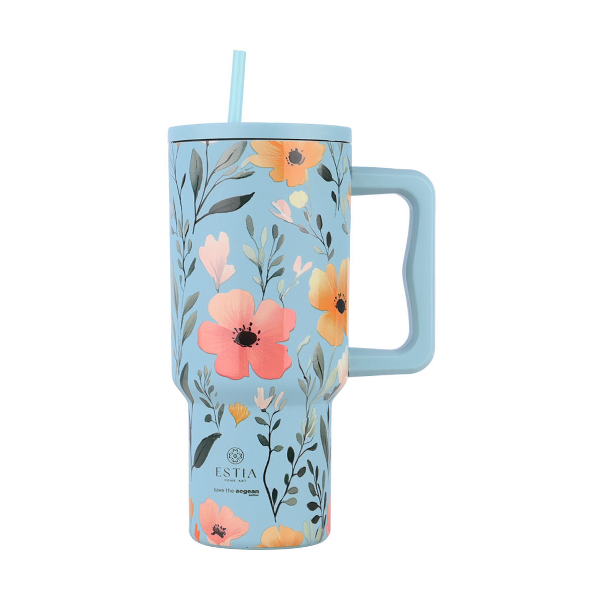 Estia ΘΕΡΜΟΣ STRAW TUMBLER XL SAVE THE AEGEAN 900ml SKY GARDEN 01-32036