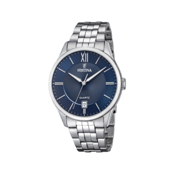 Ρολόι Festina F20425/2 από ανοξείδωτο ατσάλι με ημερομηνία και μπλε καντράν
