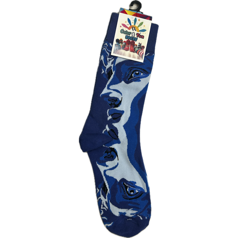 Color & Fun Socks Κάλτσες Εφηβικές-Ενηλίκων Πρόσωπο Μπλε  Πολύχρωμο