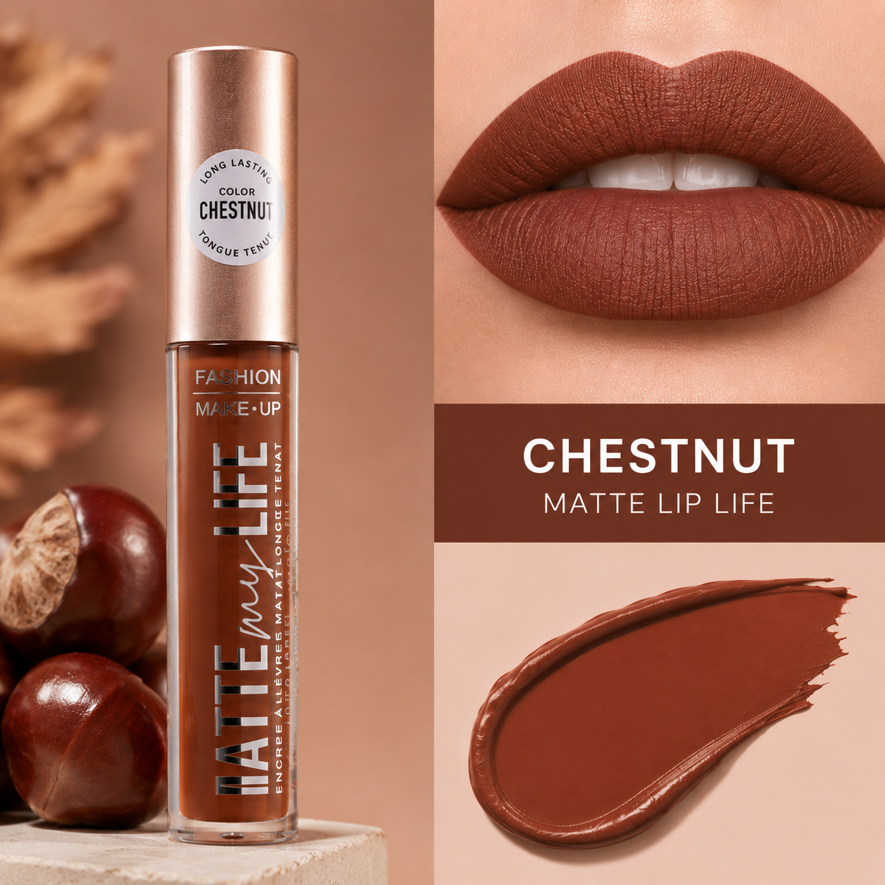 Fashion makeup matte my life long lasting matte ink Chestnut
