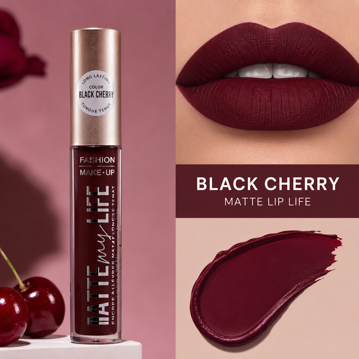 Fashion makeup matte my life long lasting matte ink Black Cherry