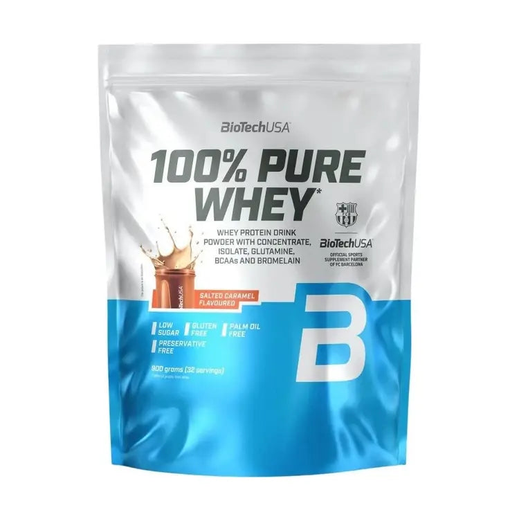 BioTechUSA 100% Pure Whey (900g) – Premium Πρωτεΐνη Ορού Γάλακτος Salted Caramel