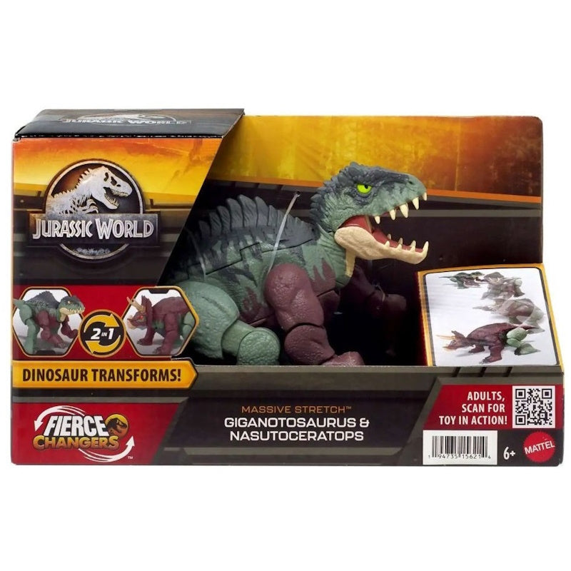 Jurassic World Φιγούρα Δράσης Fierce Changers Massive Stretch - Giganotosaurus Nasutoceratops 10εκ.