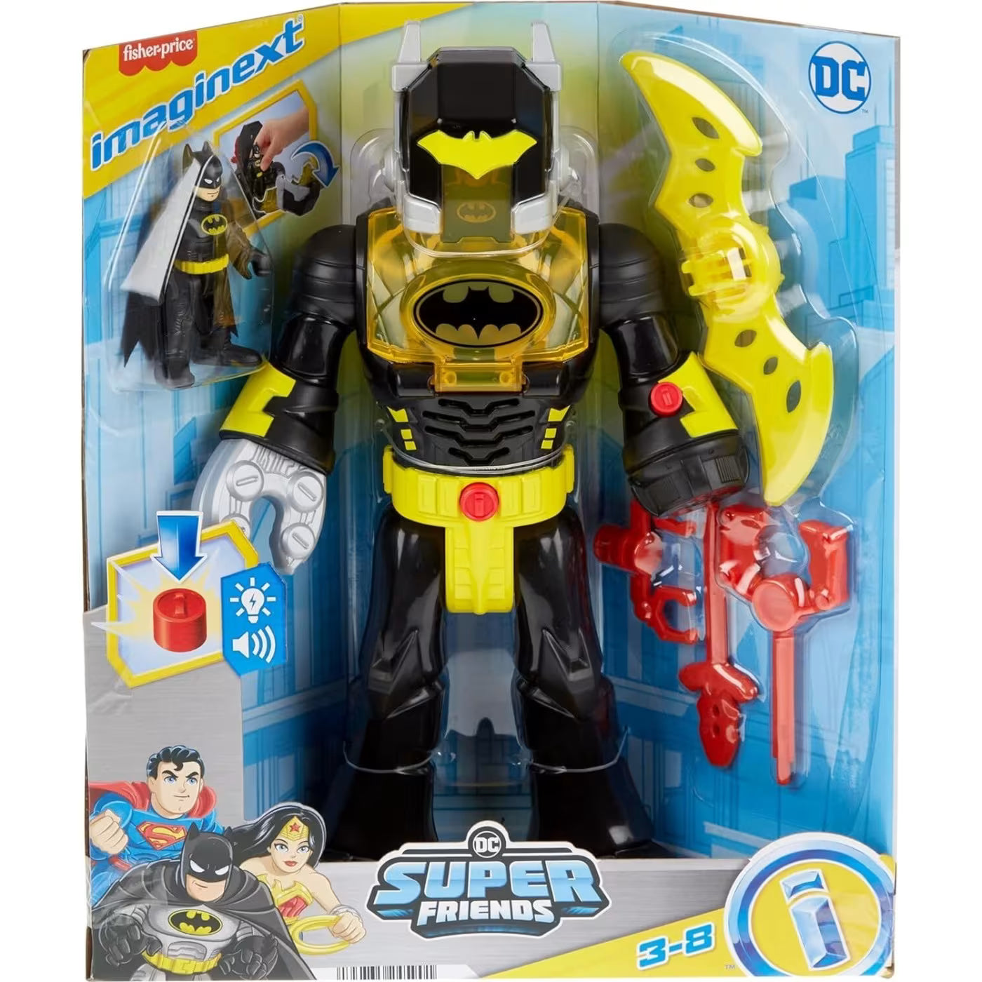 Mattel Fisher-Price Imaginext Dc Friends Batman Insider Και Exo Suit 12 Ιντσών Με Φώτα Και Ήχους HYG31