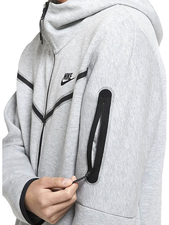 Nike Tech Fleece Ανδρική Φούτερ Ζακέτα με Κουκούλα και Τσέπες Heather Grey