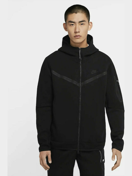 Nike Sportswear Tech Fleece Ανδρική Φούτερ Ζακέτα με Κουκούλα και Τσέπες Μαύρη