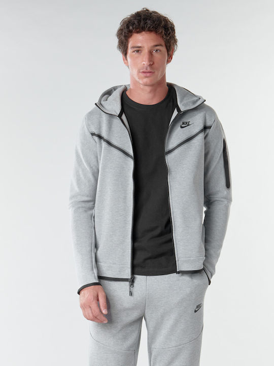 Nike Tech Fleece Ανδρική Φούτερ Ζακέτα με Κουκούλα και Τσέπες Heather Grey