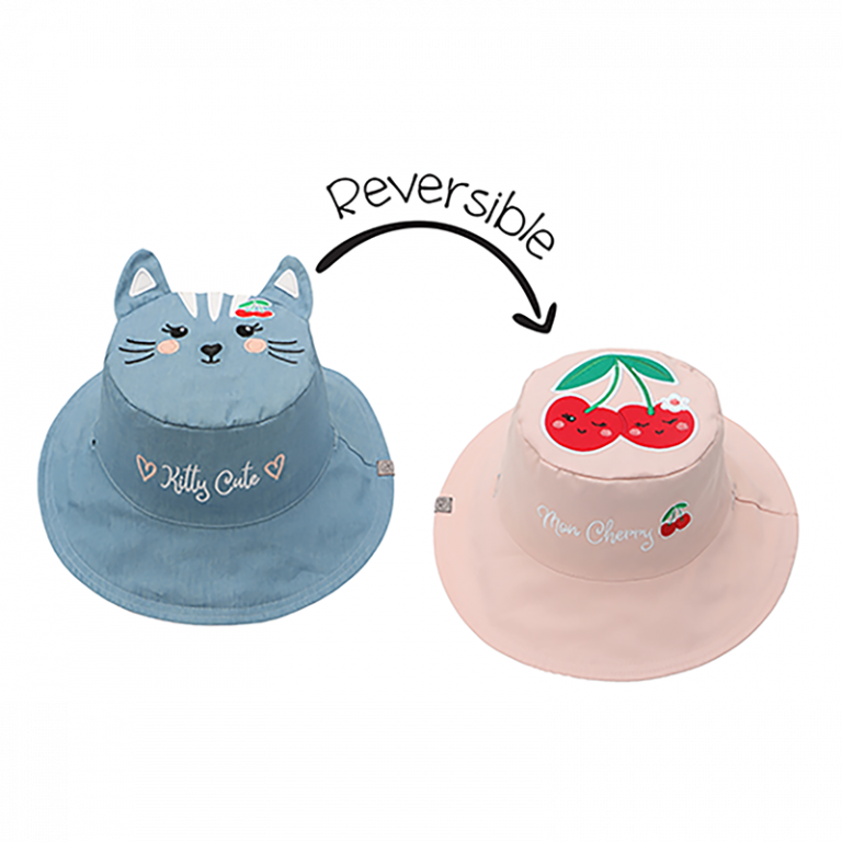 FlapJackKids  Καπέλο Διπλής Όψης UPF 50+ Cat/Cherry (Cotton) FJKSH820