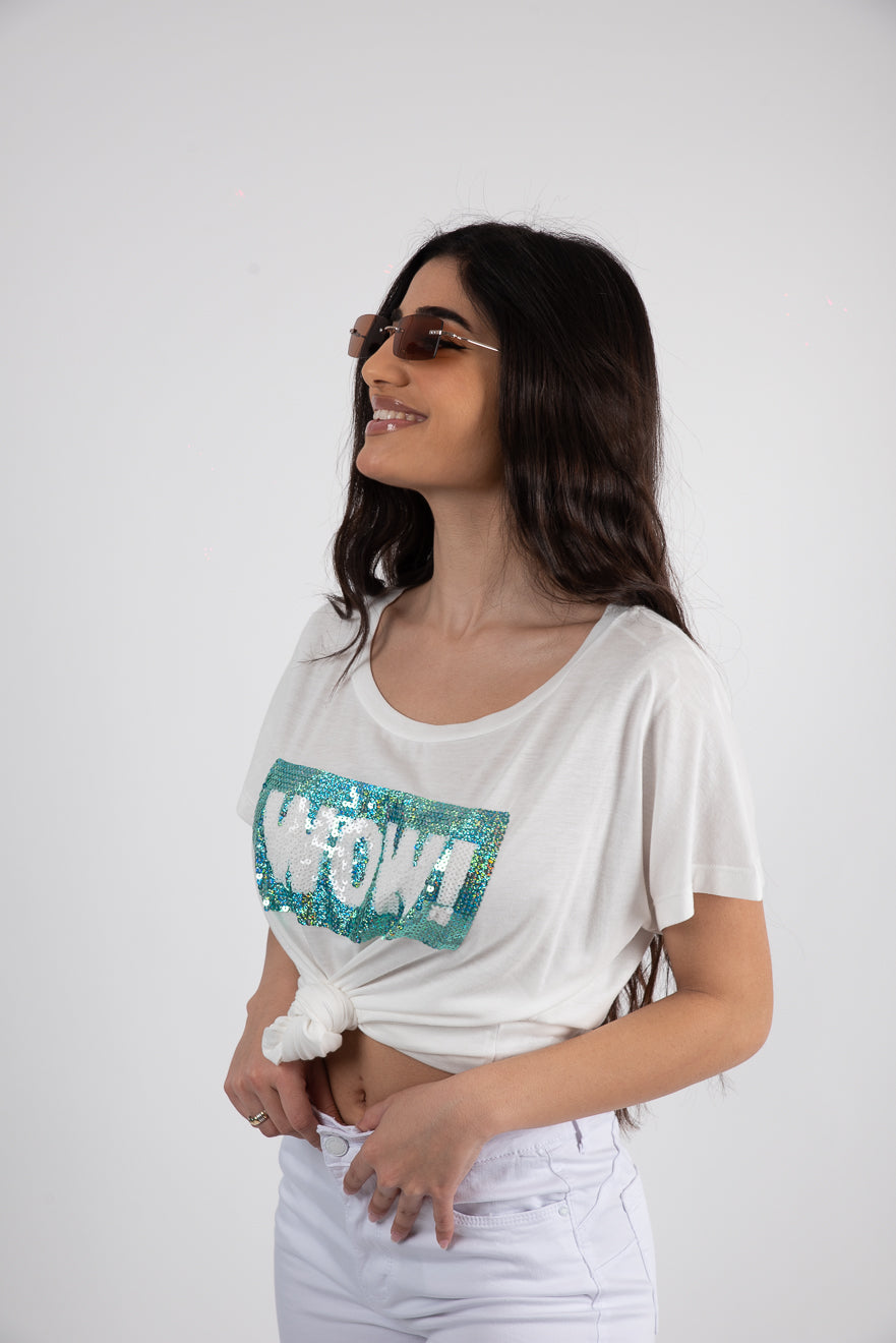 Tshirt με παγιέτα μπροστά - L