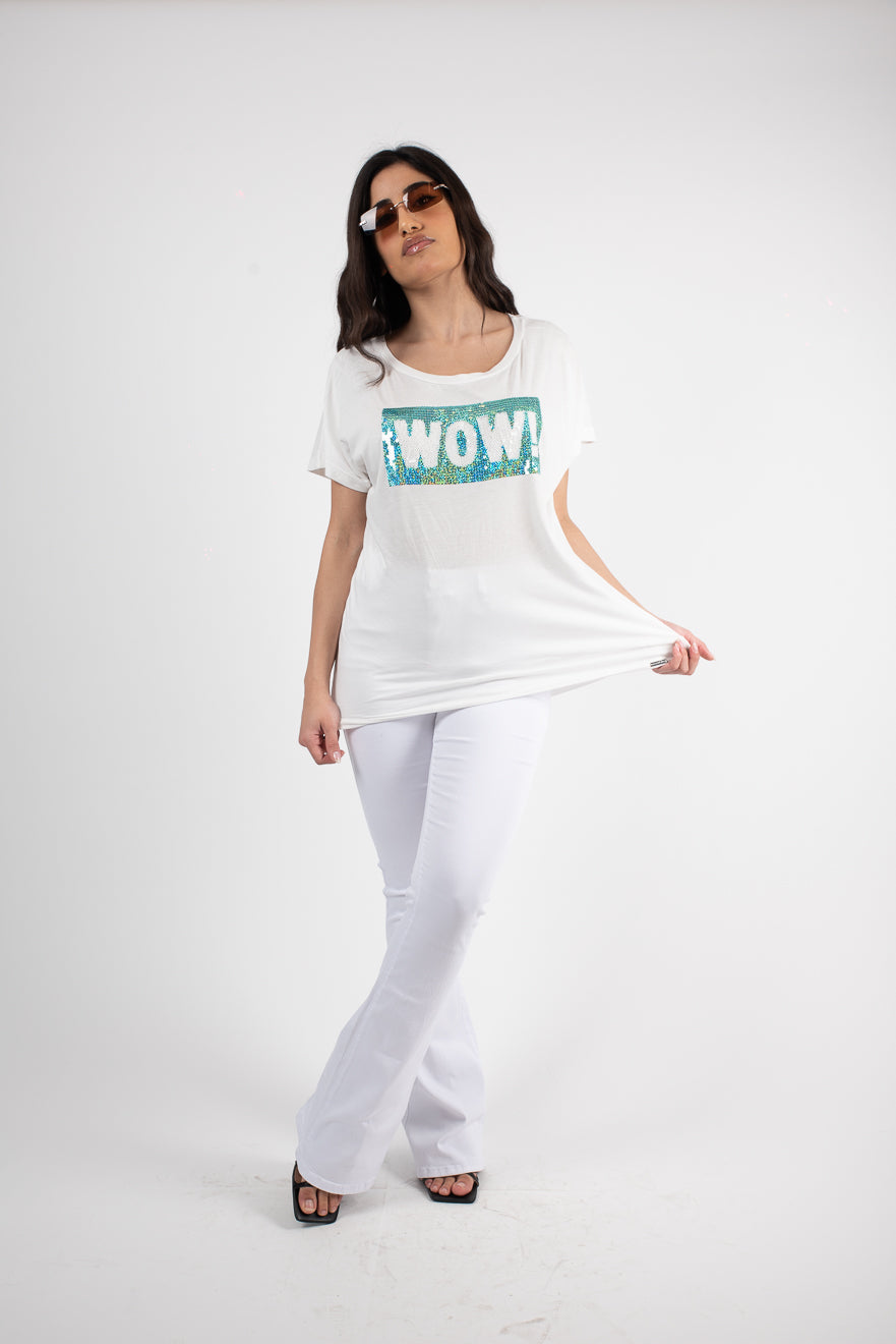 Tshirt με παγιέτα μπροστά - L