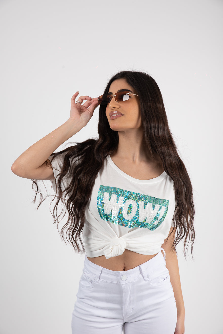 Tshirt με παγιέτα μπροστά - L