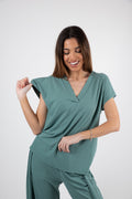 Μπλούζα ρεγιόν με V-neck - S