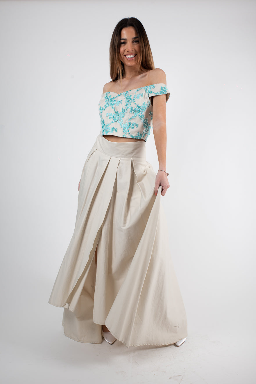 Σετ crop top με φούστα - M