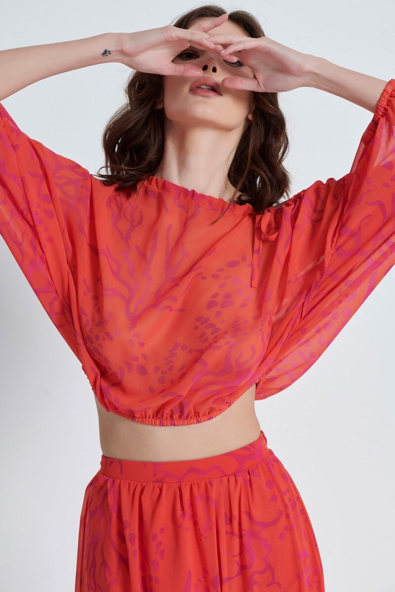 Σετ crop με maxi φούστα - L