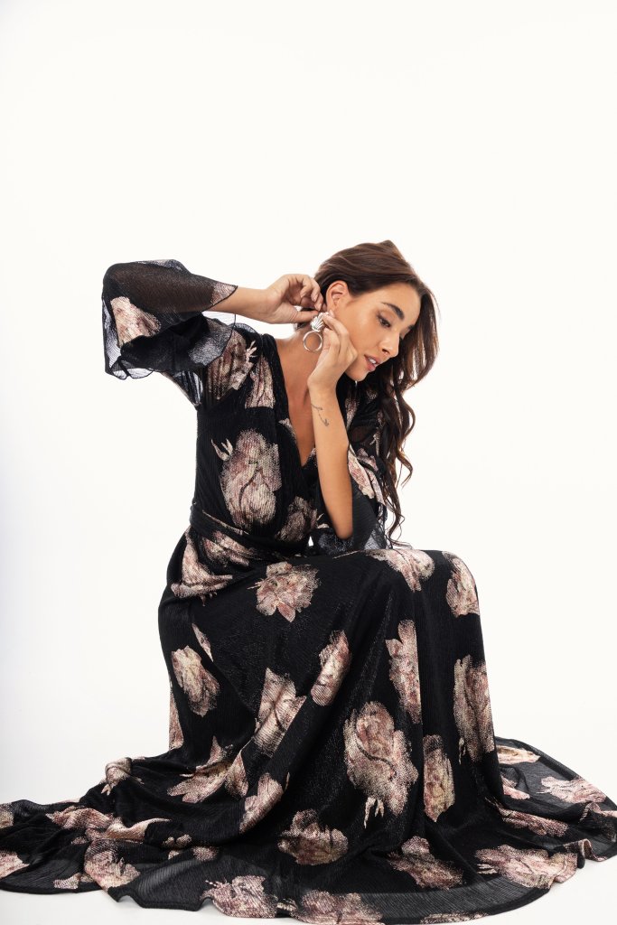 Φόρεμα maxi floral μαύρο - 3XL