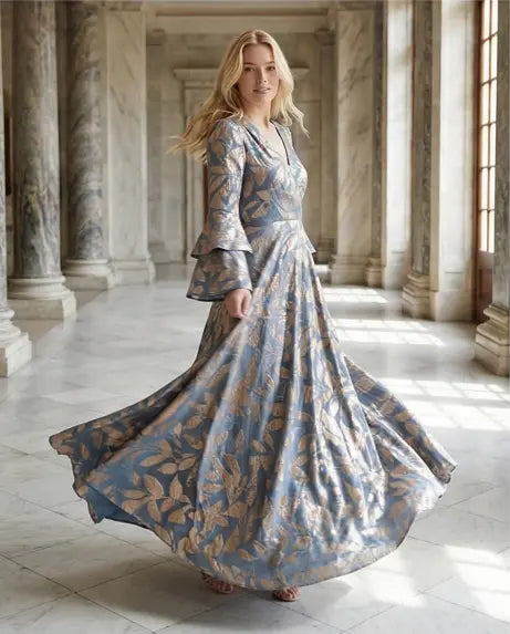 Φόρεμα maxi floral ciel - M