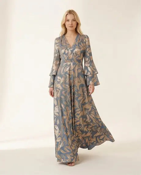 Φόρεμα maxi floral ciel - M