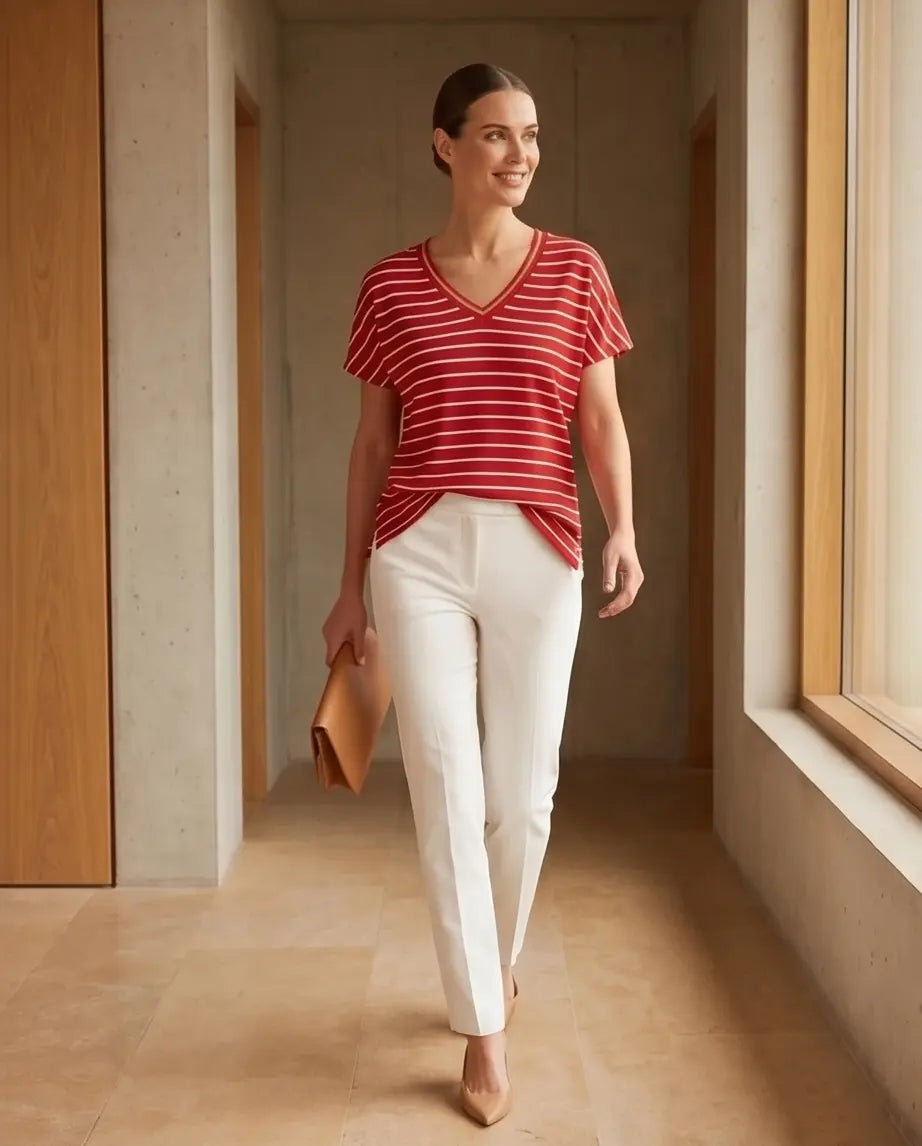 Μπλούζα ριγέ κόκκινη - 2XL