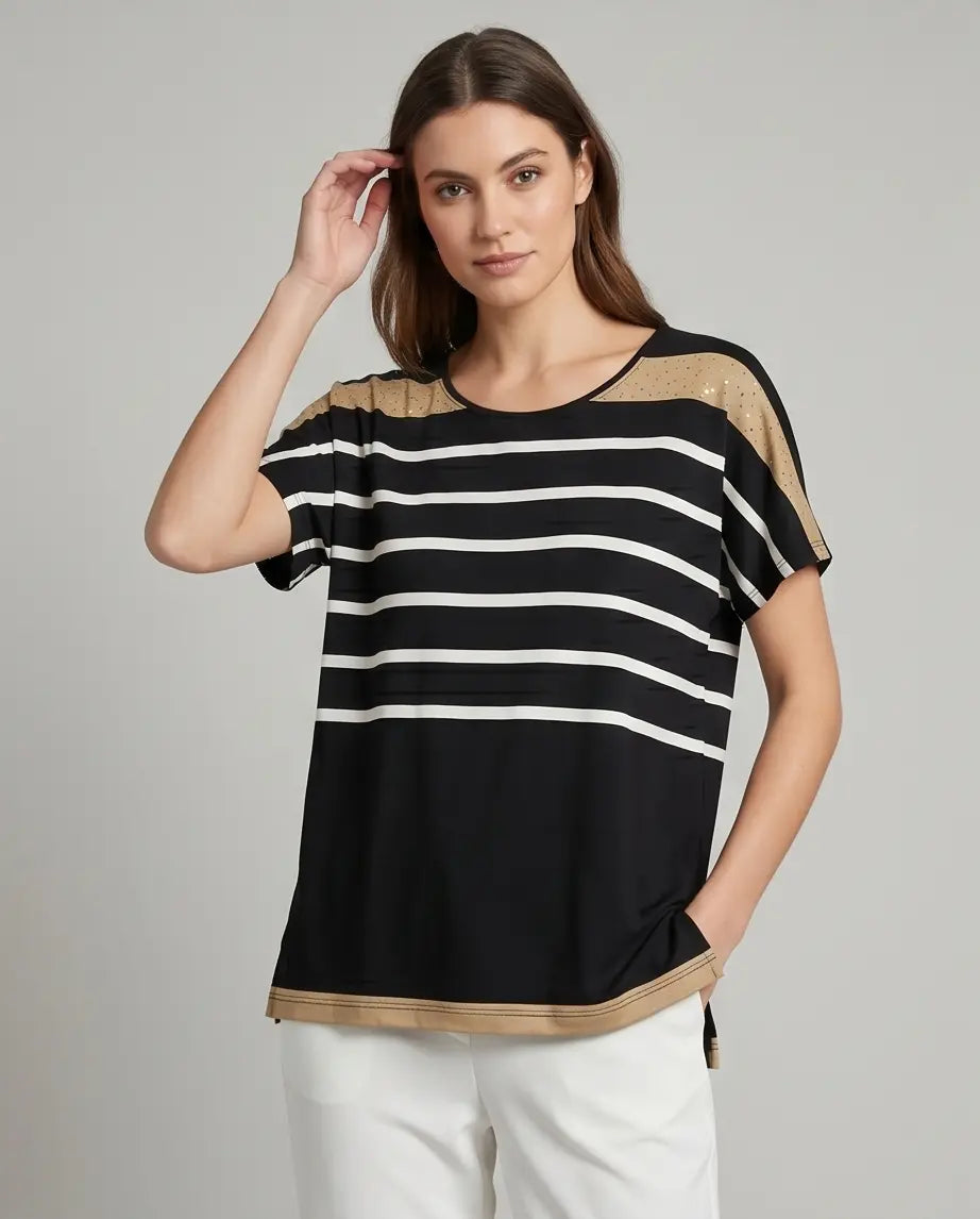 Μπλούζα ριγέ μαύρο - M