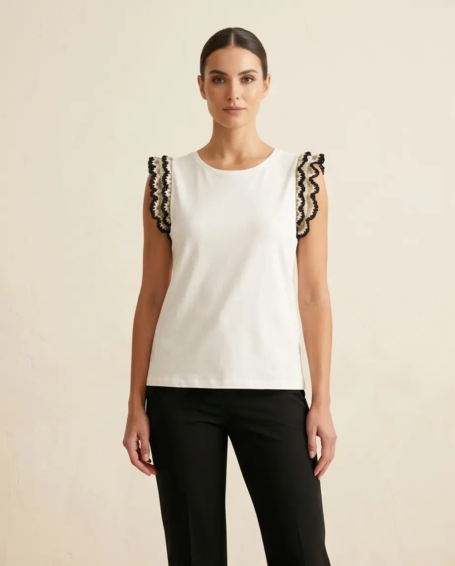 Μπλούζα λευκή βολάν - M