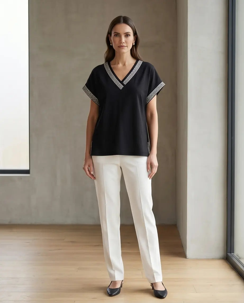 Μπλούζα μαύρη V-neck - 44