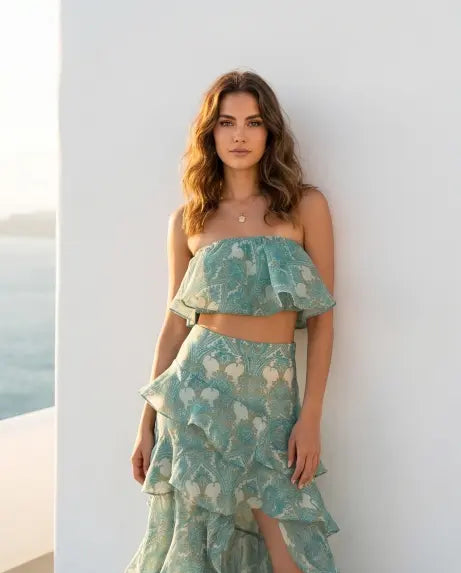 Σετ crop top με φούστα - S