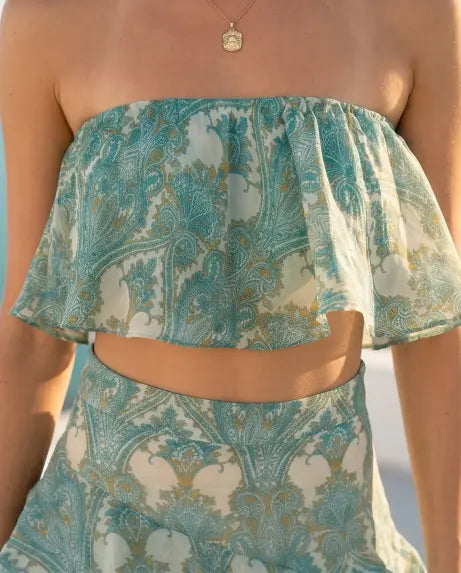 Σετ crop top με φούστα - S