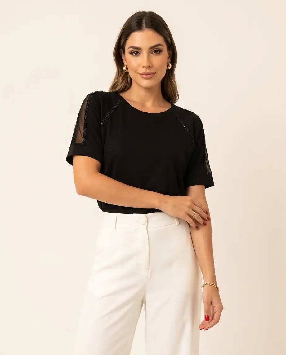 Μπλούζα μαύρη διαφάνεια - M