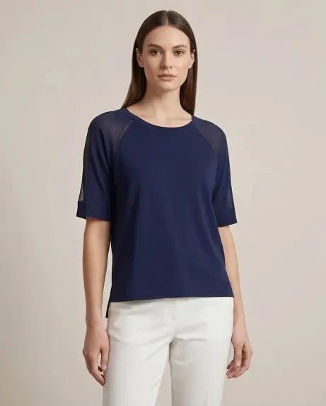 Μπλούζα μπλέ διαφάνεια - 2XL