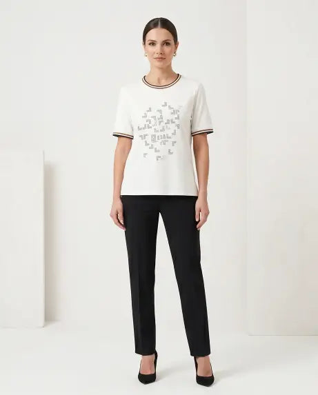 Μπλούζα λευκή stras - M