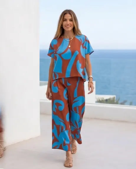 Παντελόνι crop εμπριμέ - S
