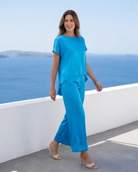 Παντελόνι crop τιρκουάζ - S